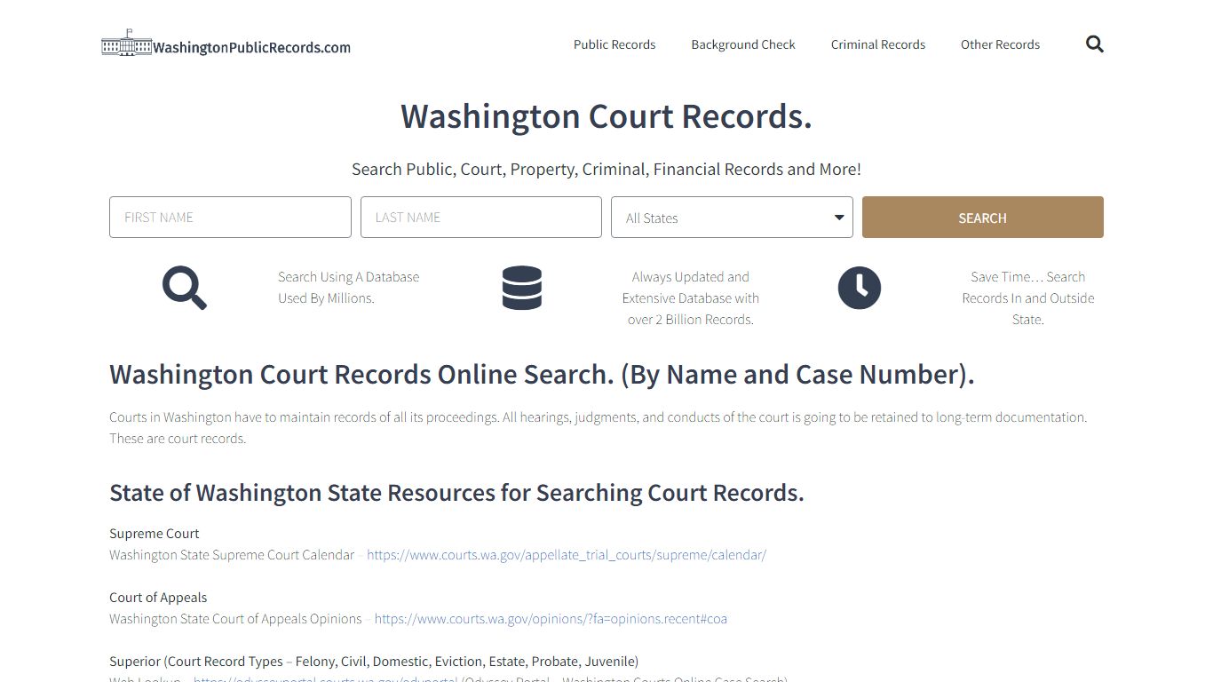 Washington Court Records: WashingtonPublicRecords.com